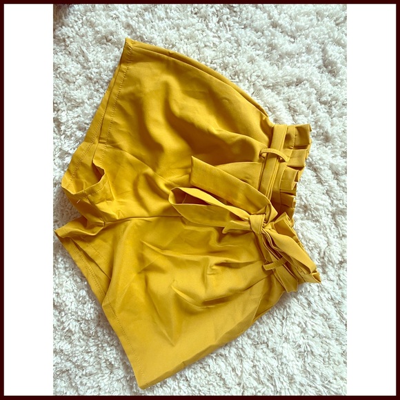 Mustard High Waisted Shorts - Picture 1 of 4